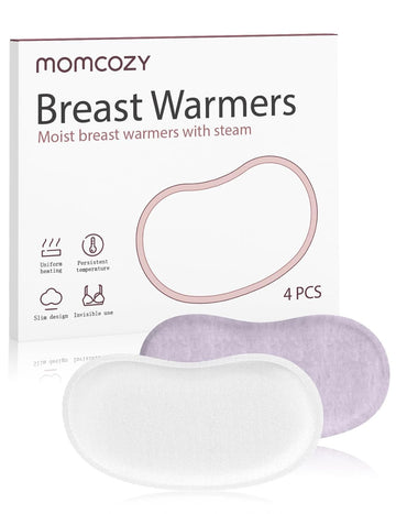 Momcozy Instant Heat Breast Warmers - Easy Release For Soothing Warmth - Lasting Heat Relief For Breastfeeding Challenges, Individually Packaged, Improve Milk Flow, 4 Pcs