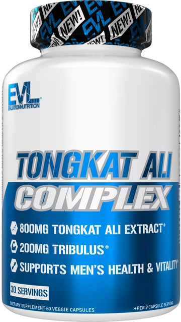 Evlution Nutrition Tongkat Ali - Men’S Health + Vitality Supplement - 800Mg Tongkat Ali + 200Mg Tribulus - Performance Support - Vegan + Gluten Free Capsules - 30 Servings