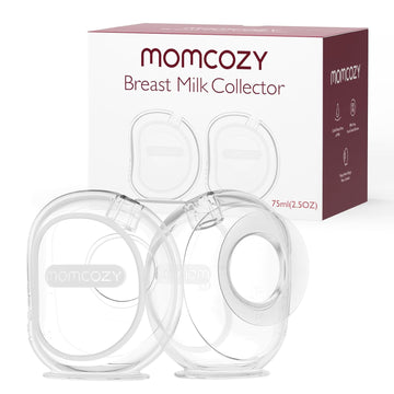 Momcozy Milk Collector For Breastmilk, Pea Breastfeeding Milk Catchers With Flange More Fit & Soft, Silicone Milk Collector Reusable Breast Milk Shells 2.5Oz/75Ml, 2 Pack