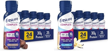 Ensure Complete Nutrition Shake With 30G Protein, Immune Health Nutrients, Chocolate And Vanilla Flavors, Pack Of 24 (10 Fl Oz)