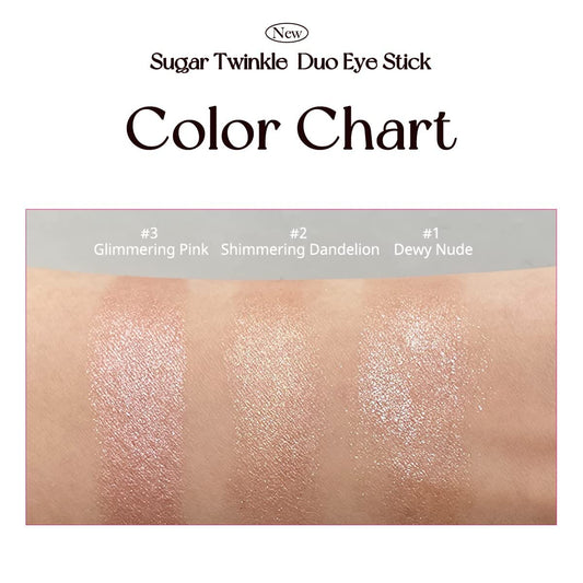 Peripera Sugar Twinkle Duo Eye Shadow Stick (01 Dewy Nude) - Shimmer, Highlighter, Convenient Eye Shadow Cream