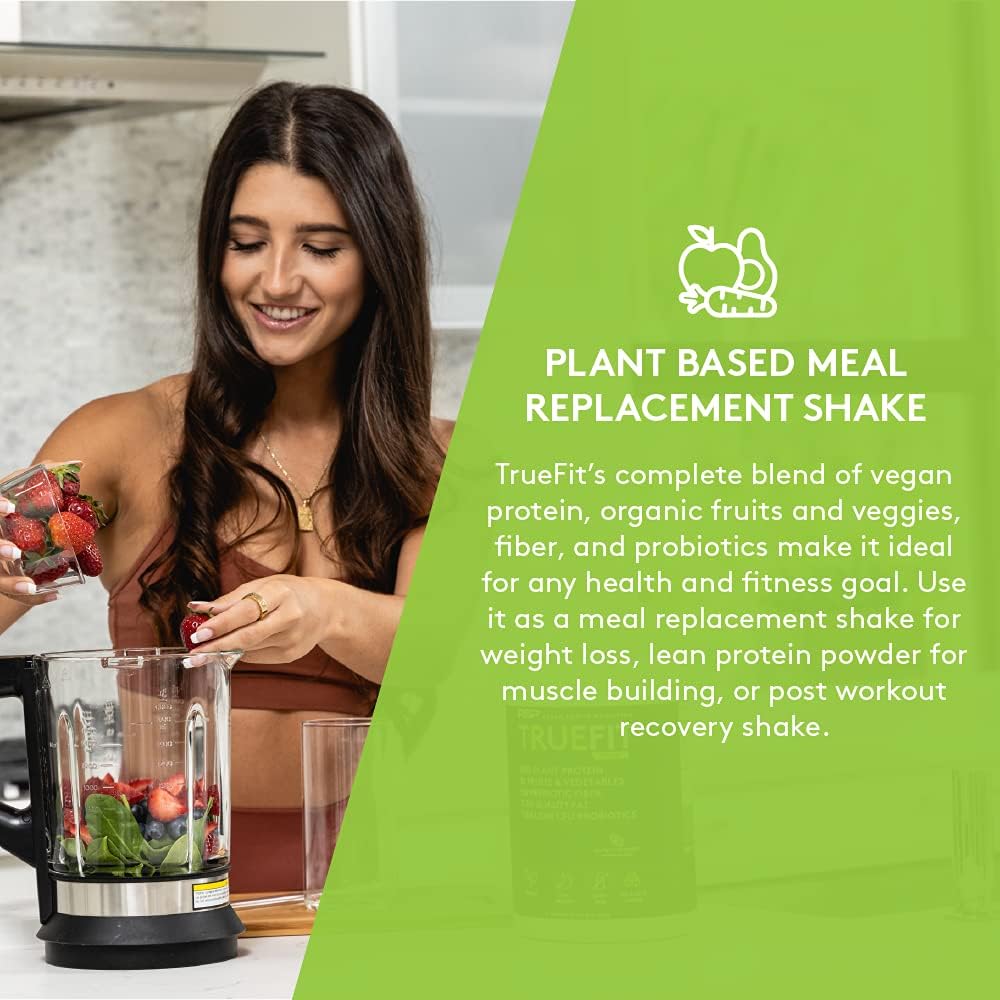 RSP TrueFit Vegan Protein Powder Meal Replacement Shake, Plant Based Protein + Organic Fruits & Veggies, Fiber & Probiotics, Gluten Free, Dairy Free : Health & Household