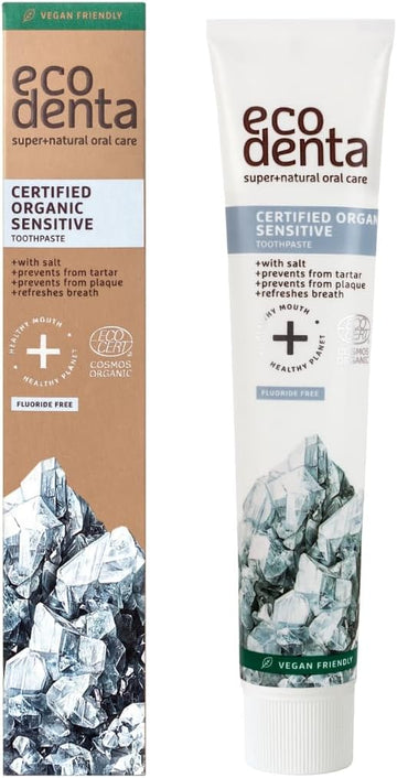 Ecodenta Organic Toothpaste Fluoride Free - Sensitivity Relief Tooth Paste With Salt And Aloe Vera Vegan Friendly 75Ml