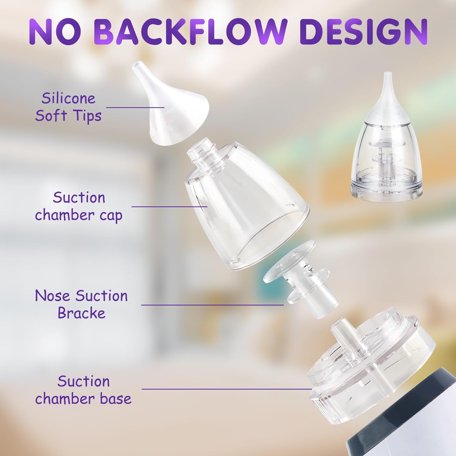 Nasal Aspirator for Baby, MBQMBSS Electric Nose Sucker with 3 Levels Adjustable Strong Suction, Toddler Booger Sucker with Silicone Tips, Soothing Music and Colorful Lights : Baby