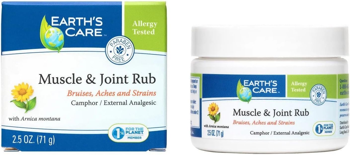 Earth's Care Muscle & Joint Rub - for Sore Muscles, Bruises, Aches and Strains - 2.5 OZ