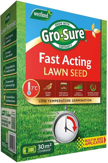Gro-Sure 20500187 Fast Acting Grass Lawn Seed, 30 m2, 900 g?20500187