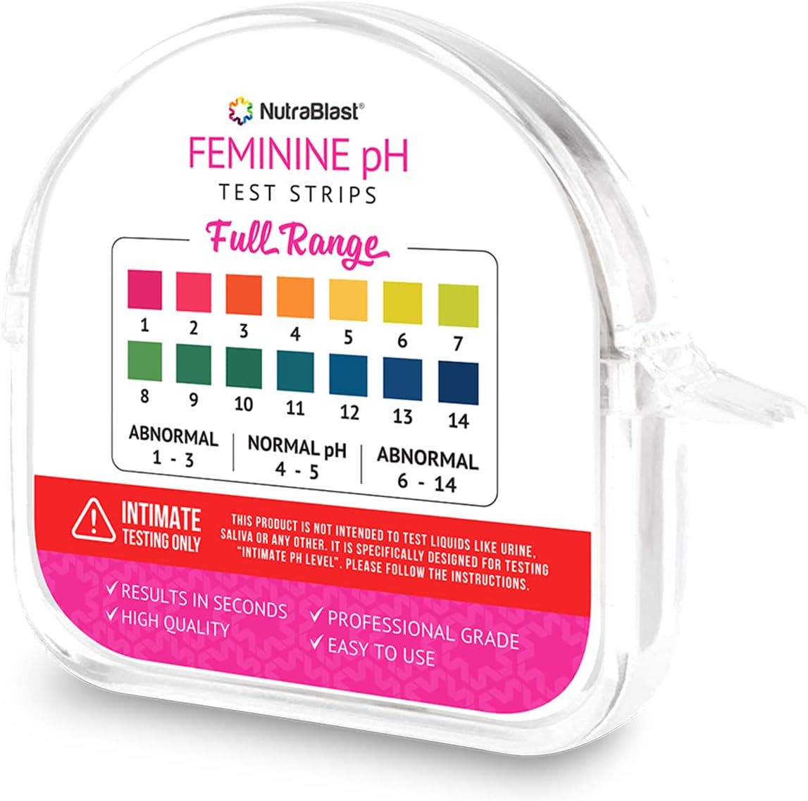 Nutrablast Feminine Ph Test Strips Full Range 1-14 | Monitor Intimate Health | Easy To Use & Accurate Women’S Acidity & Alkalinity Balance Level Tester Kit