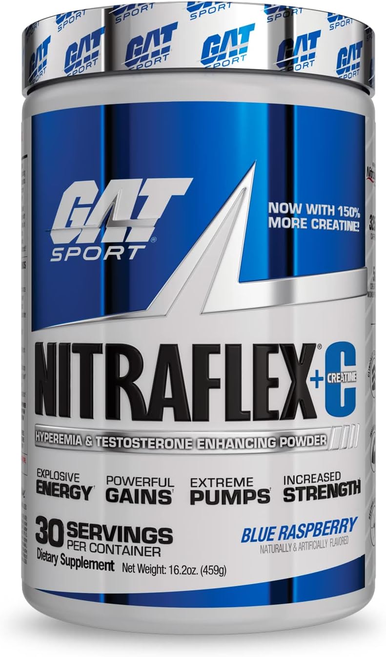 GAT SPORT Nitraflex + C Creatine Pre Workout Supplement for Strength a