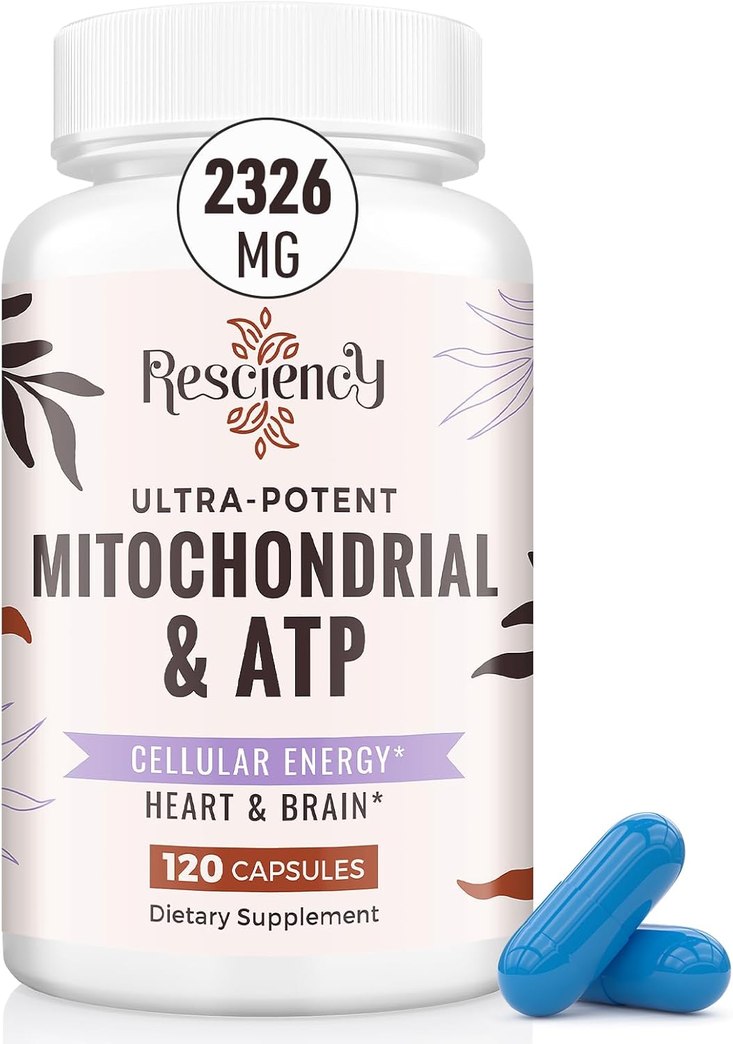 2326 Mg Mitochondrial Supplements With Atp, Vitamins, Coq10 & Pqq, More Effective Than Creatine Hmb & Nitric Oxide, Energy, Endurance, Strength, Recovery & Muscle, Organic, 360 Capsules