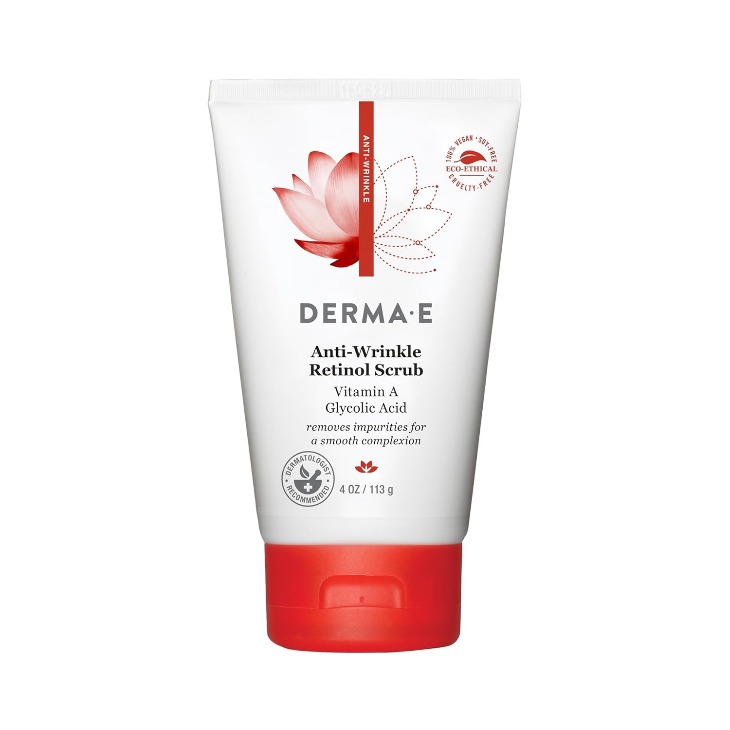 Derma E Anti-Wrinkle Scrub – Anti-Aging Face Wash With Glycolic Acid And Vitamin A – Cleansing And Exfoliating Treatment Removes Makeup, Oil And Impurities, 4 Oz