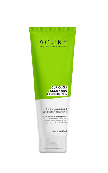 Acure Curiously Clarifying Conditioner & Argan Gently Cleanses, Removes Buildup, Boost Shine & Replenishes Moisture Lemongrass 8 Fl Oz