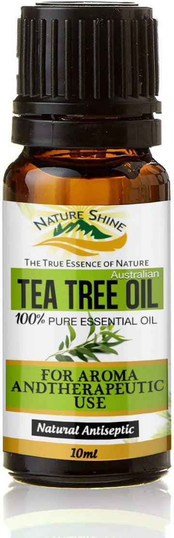 Nature Shine Tea Tree Oil 10 Ml – 100% Natural Essential Oil From Australia, Vegan – For Use On Blemished Skin, Inflammatory Skin Conditions, Anti-Pimples, Against Acne And Fungi