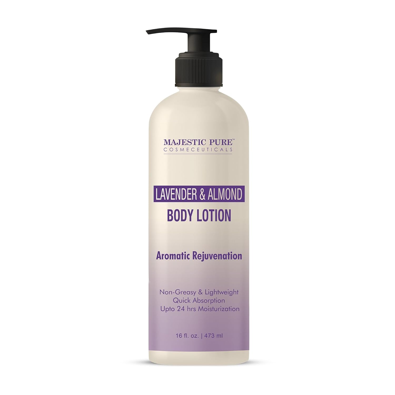 MAJESTIC PURE Lavender & Almond Body Lotion with Aloe Leaf Extracts | Nourishing & Moisturizing | Quick Absorbing, Lightweight & Non Greasy | For All Skin Types | For Women & Men | 16fl oz