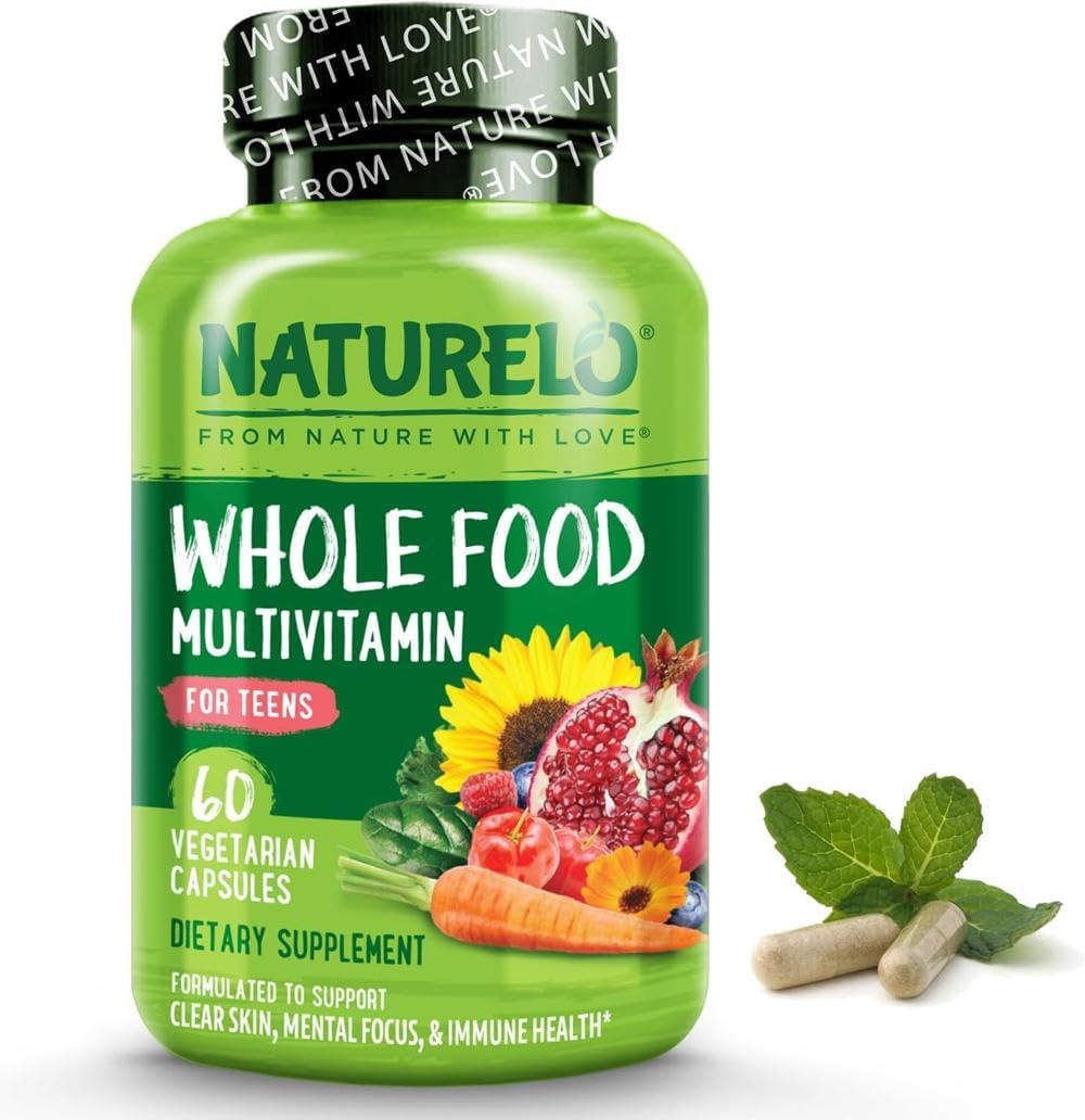 Naturelo Whole Food Multivitamin For Teens - Natural Vitamin, Mineral & Plant Extracts For Teenage Boys & Girls - Best For Daily Nutrients For Active Children - 60 Vegan Capsules | 1 Month Supply