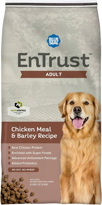 Entrust Adult Dog Food | Real Chicken & Barley | Enriched With Super Foods, Antioxidants And Probiotics | No Wheat Or Soy | 6 Pound Bag