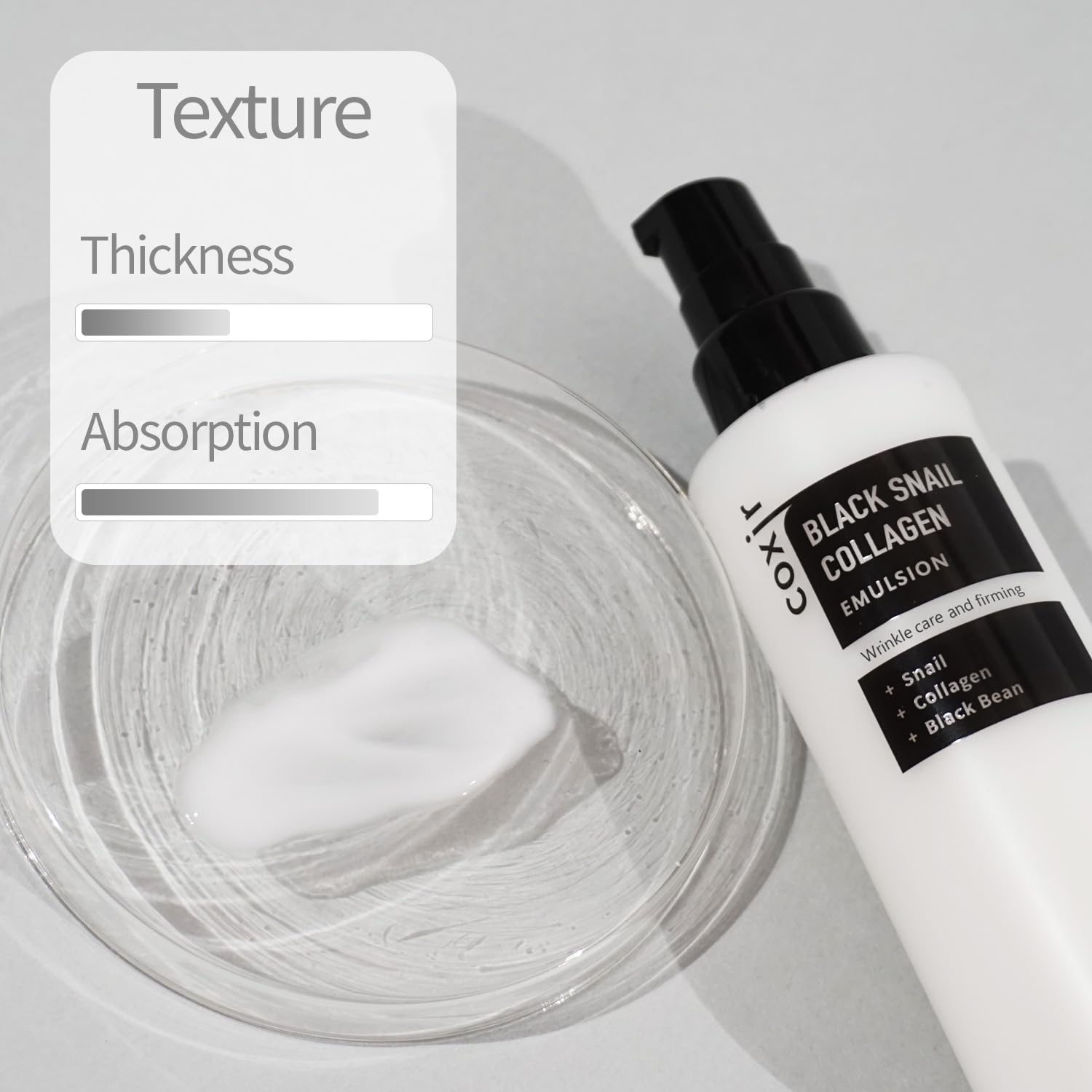 Coxir Black Snail Collagen Emulsion | Black Rice, Snail Mucin, Collagen, Hyaluronic Acid | Lightweight Face Moisturizer | Firming, Nourishing, Korean Skin Care [100Ml/3.38 Fl.Oz] : Beauty & Personal Care