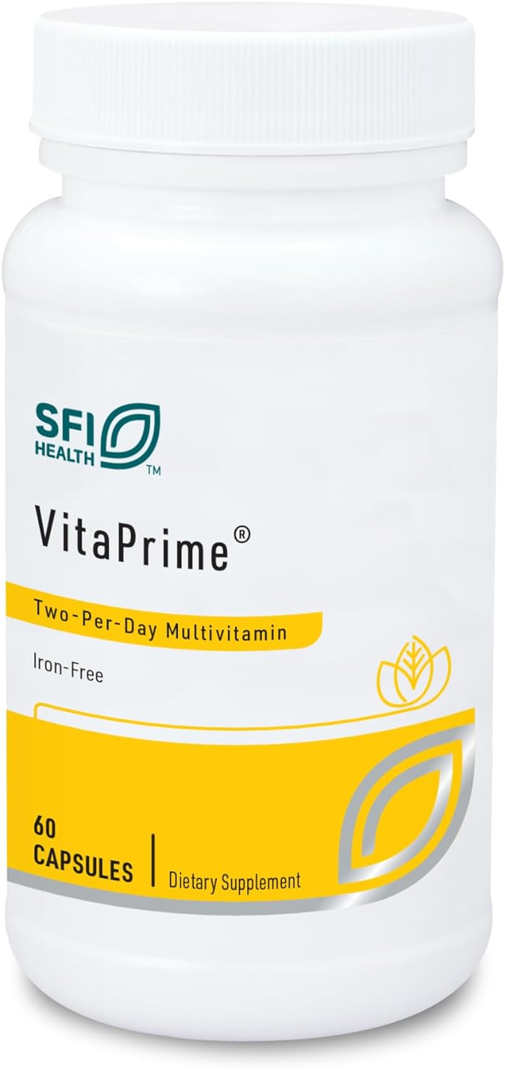 Klaire Labs Vitaprime - Twice Daily Iron-Free Multivitamin & Mineral with Methyl Folate (60 Capsules)