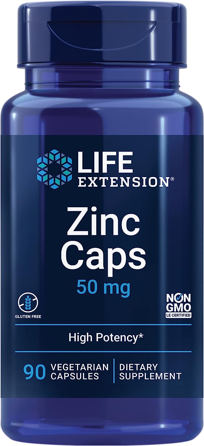 Life Extension Zinc Caps, zinc 50 mg, zinc citrate, Support the body's