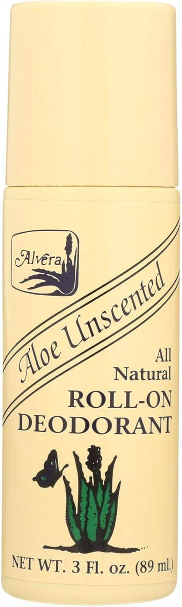 Alvera All Natural Roll-On Deodorant Aloe Unscented - 3 Fl Oz