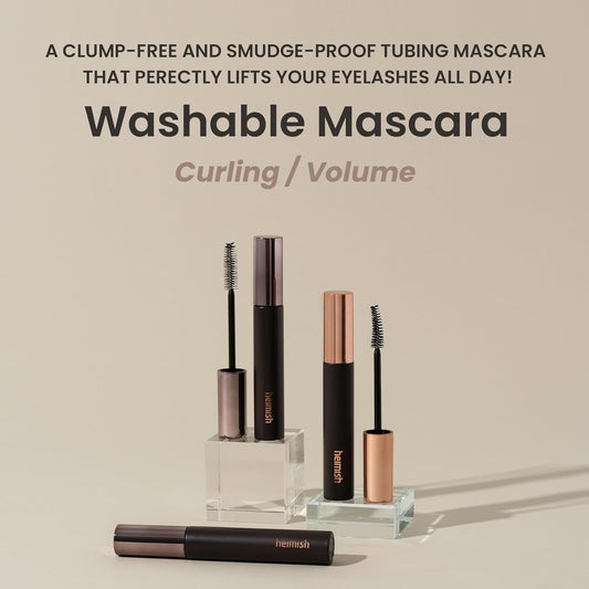 Heimish Dailism Smudge Stop Mascara, Curling & Lengthening, Long-Lasting, Waterproof, Smudge-Proof, Non-Clumping, Washable Cleansing Korean Mascara, 0.32Oz/9G - Black Curling