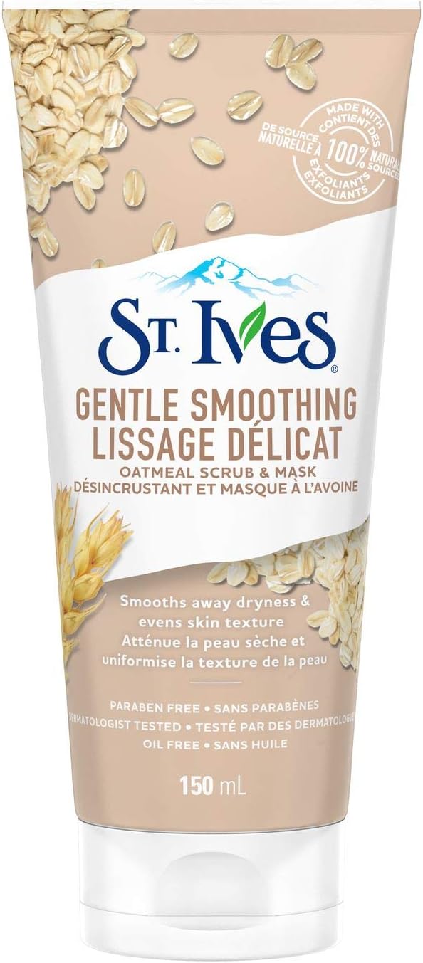 St. Ives Oatmeal Scrub + Mask 100% Natural Exfoliants Hypoallergenic And Paraben Free