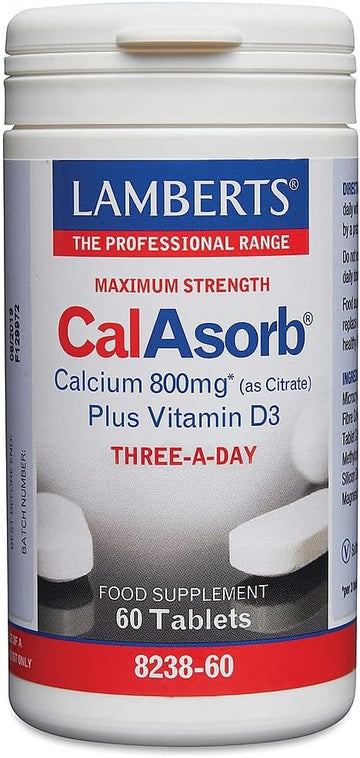 Lamberts Calasorb Calcium 800Mg With Vitamin D3, Highly Absorbable Citrate Form, 60 Tablets