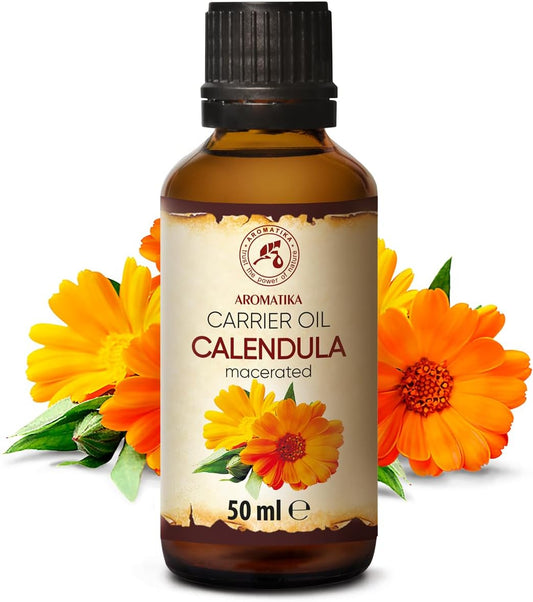 Calendula Oil 100Ml - 100% Pure & Natural Calendula Oils - Marigold Oil - Benefits For Skin - Hair - Face - Body - Great For Massage - Glass Bottle