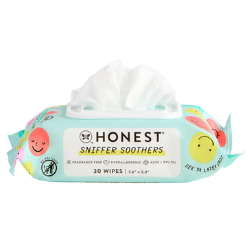 The Honest Company Plant-Based Snot Removing Wipes | Soothing Nose + Face Wipes With Aloe | Hypoallergenic For Sensitive Skin, Ewg Verified | Fragrance Free, 30 Count