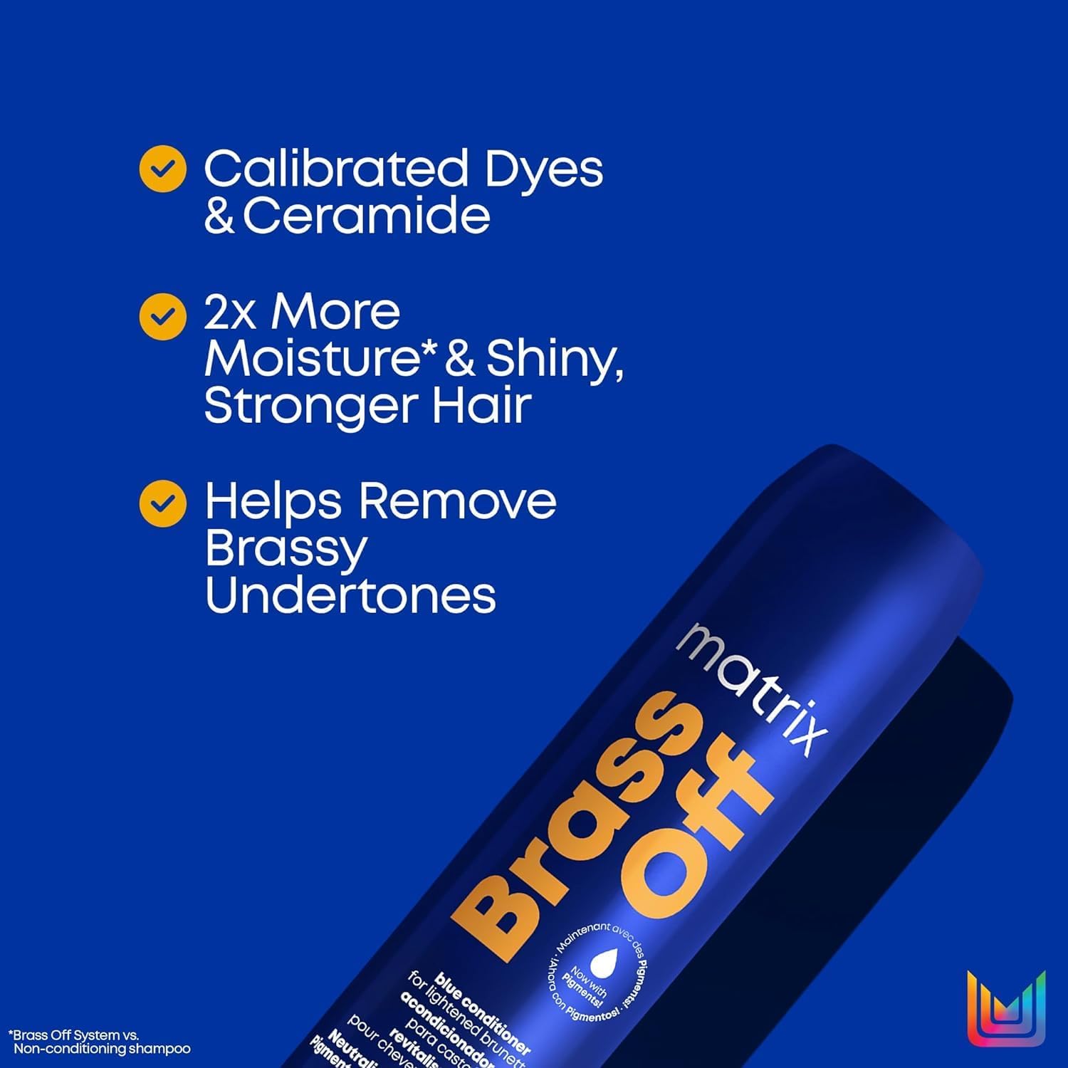 Matrix Brass Off Blue Shampoo and Pigmented Conditioner Set | Removes Brassy Orange Undertones | Toning Conditioner For Lightened Brunettes | For Color Treated Hair | Premium Salon Conditioner | Vegan : Everything Else