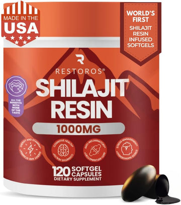 World'S First Shilajit Pure Resin Softgels | Himalayan Shilajit Supplement | Purer Than Powdered Capsules & No Bad Taste | Made & Lab-Tested In The Usa | Gmp-Certified | 1000Mg, 120 Capsules