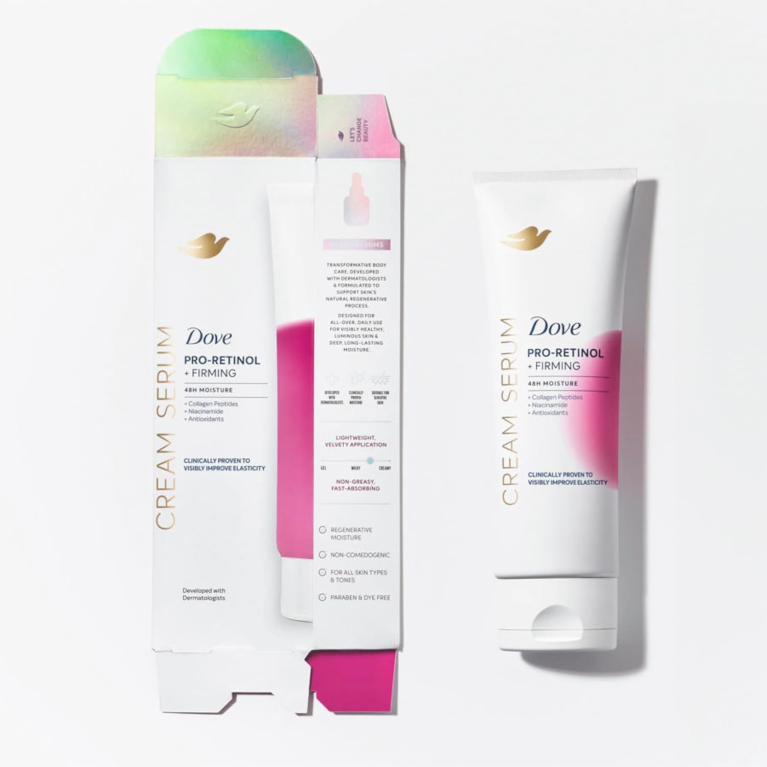 Dove Body Cream Serum Pro-Retinol + Firming For Elasticity And Firmness,With Collagen Peptides, Niacinamide And Antioxidants Lotion, 8 Oz : Beauty & Personal Care