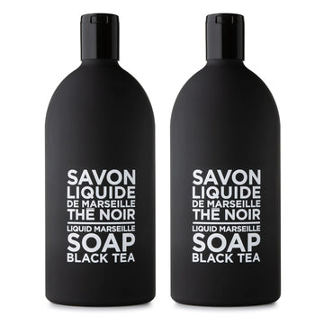 Compagnie De Provence Savon De Marseille Extra Pure Liquid Soap, Black Tea, Two 33.8 Fl Oz Plastic Bottle Refills
