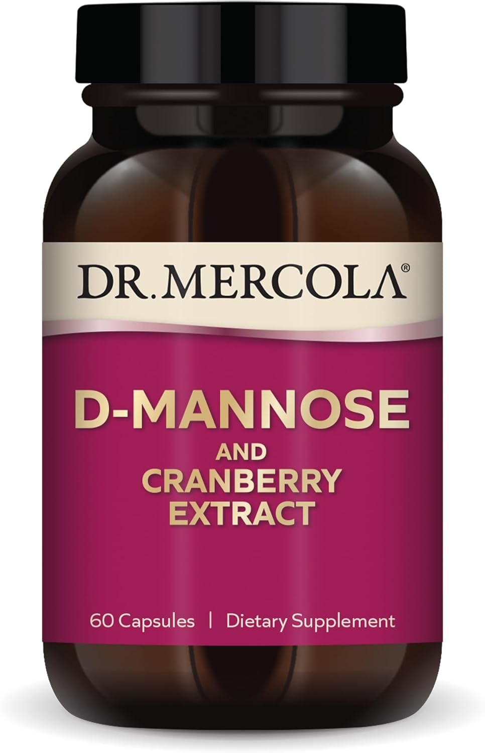 Dr. Mercola D-Mannose And Cranberry Extract, 30 Servings (60 Capsules), Dietary Supplement, Supports Urinary Tract Health, Non-Gmo