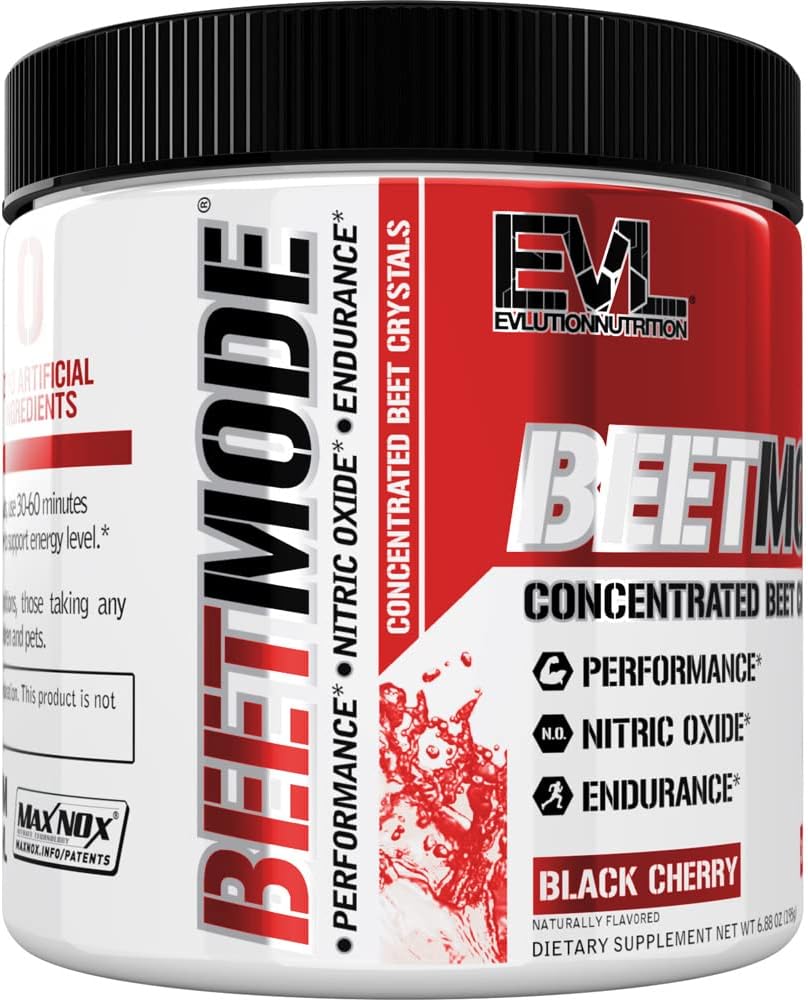 Evlution Nutrition Beetmode - Beet Root Powder - Nitric Oxide Booster - Black Cherry Flavor - Pre Or Post-Workout Supplement For Enhanced Energy & Performance - Vegan & Gluten Free - 30 Servings : Health & Household