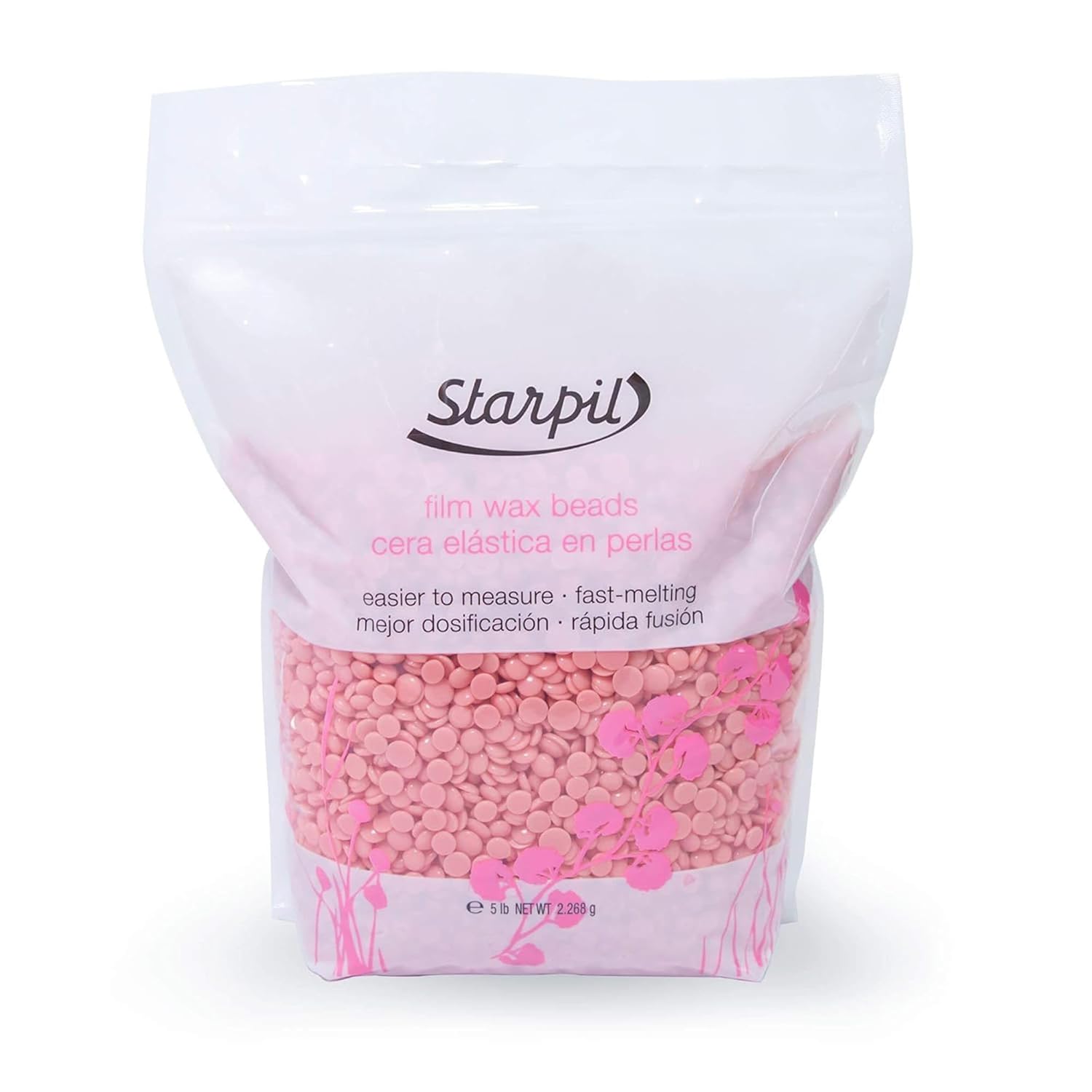 Starpil Wax 2268G / 5 Lb Pink Hard Wax Beads For Painless Hair Removal, Stripless Wax Beads, Polymer Blend Low Temperature Wax For Face, Bikini, Brazilian, Legs, Underarm, Back And Chest