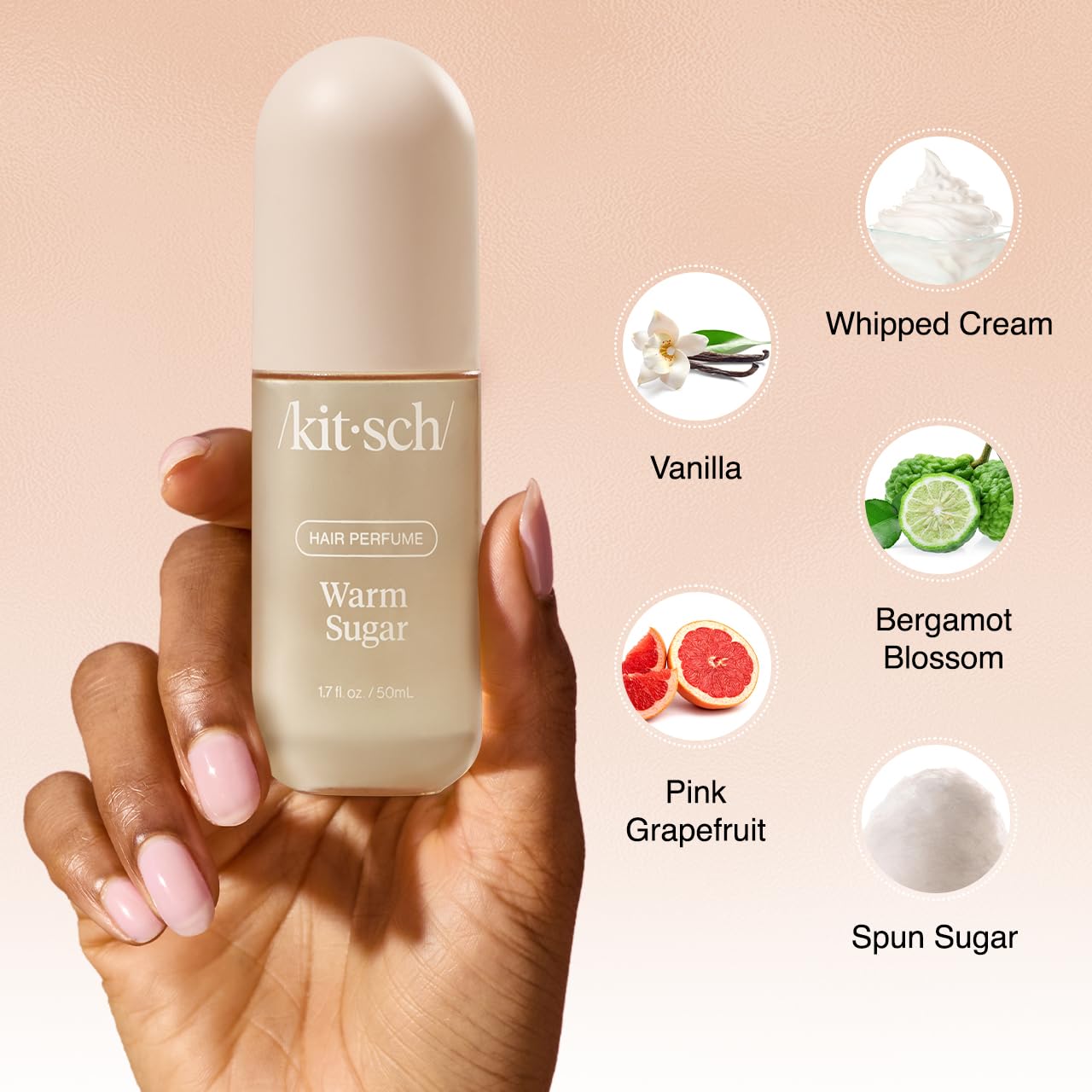 Kitsch Hair Perfume For Women - Warm Sugar | Clean, Deodorizing & Patented Odor-Eliminating Technology Hair Spray & Body Mist - Freshen Hair, Body & Pillows - Pink Grapefruit & Vanilla Scent - 50Ml : Beauty & Personal Care