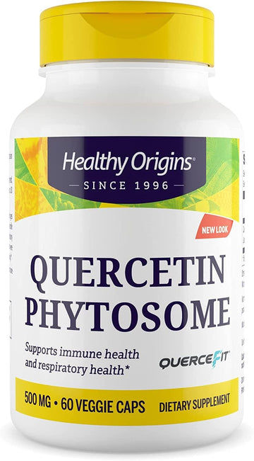 Healthy Origins Quercetin Phytosome 500 mg - Quercetin Supplements for Immune Support & Respiratory Support - Vegan, Non-GMO & Gluten-Free Quercetin Supplement - 60 Veggie Capsules