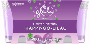 Glade Candle Jar, Air Freshener, Happy-Go-Lilac, 3.4 oz, 2 Count