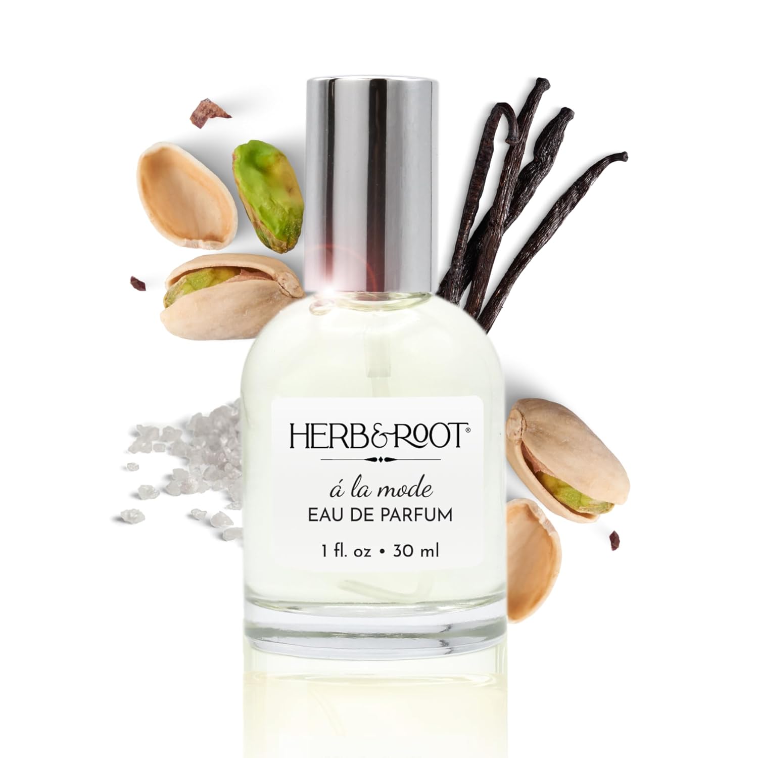 Herb & Root A La Mode Eau De Parfum, Pistachio, Sea Salt, Vanilla Gourmand Fragrance, Beach Summer Vibes, 1 Oz