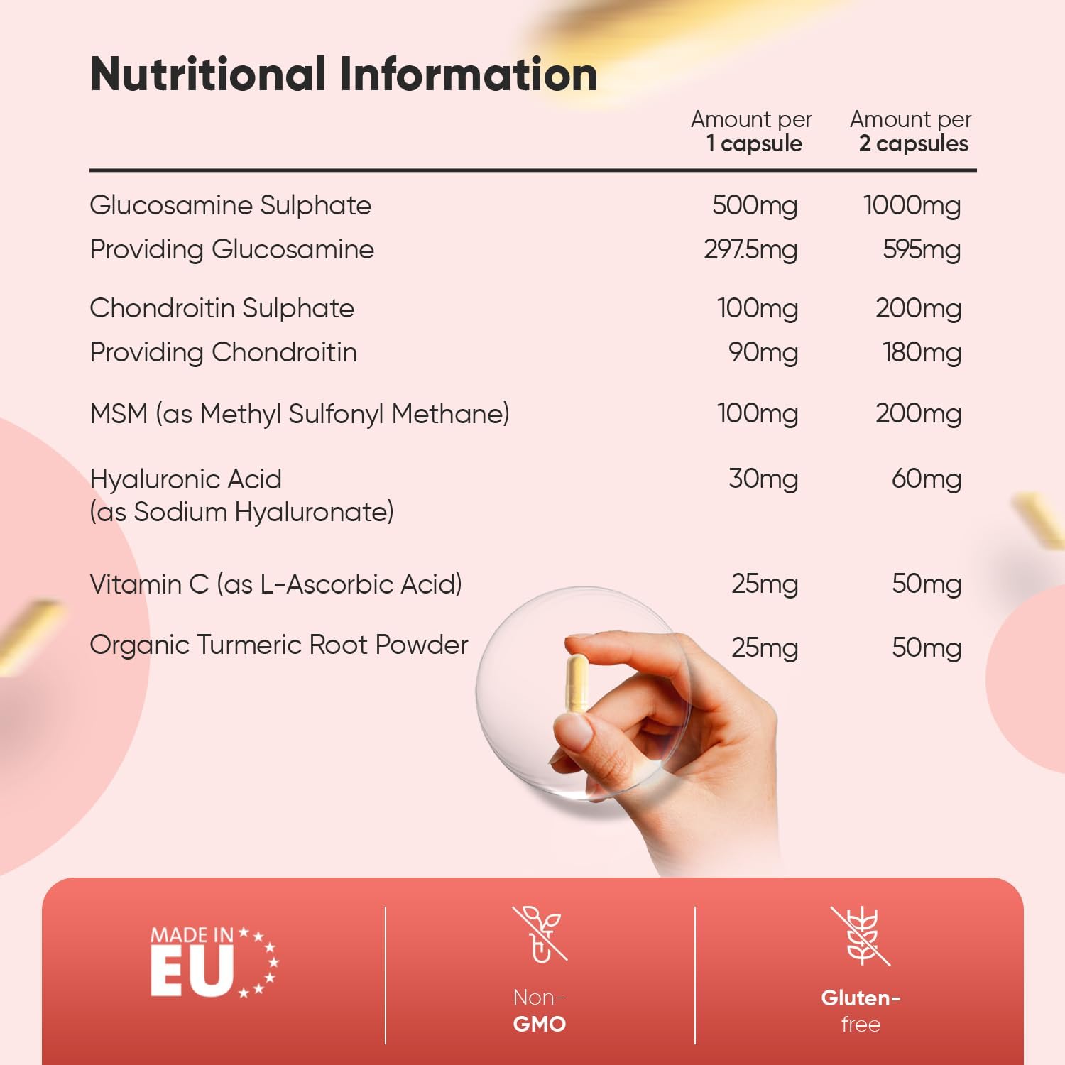 Glucosamine and Chondroitin Supplement - 180 Capsules - Upto 6 Months Supply - Glucosamine & Chondroitin Complex with Hyaluronic Acid, MSM, Vitamin C & Turmeric : Amazon.co.uk: Health & Personal Care