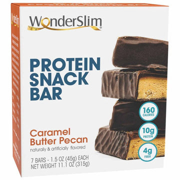 WonderSlim Protein Snack Bar, Caramel Butter Pecan, 4g Fiber, Gluten Free (7ct)