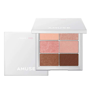 Amuse Eye Vegan Sheer Palette 6 Colors Eyeshadow Matt Shimmery Sheer Glitter Shades K-Beauty Natural Makeup02 Sheer Pink