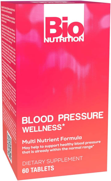 Bio Nutrition Blood Pressure Wellness 60 Tablets | Multi-Nutrient Formula | Vitamin D | 400Mg Calcium | Magnesium | 30 Servings Per Bottle