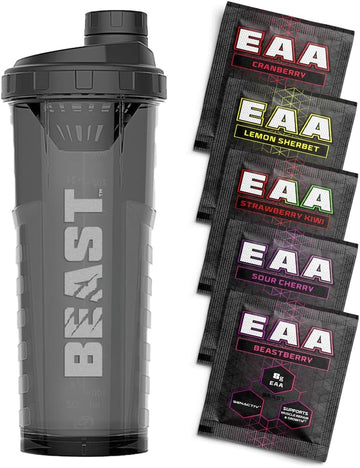 Beast | Protein Shaker Bottle + Eaa Amino Acid Powder Samples | 5 Sachets + 1000Ml Shaker Gym Gift Set