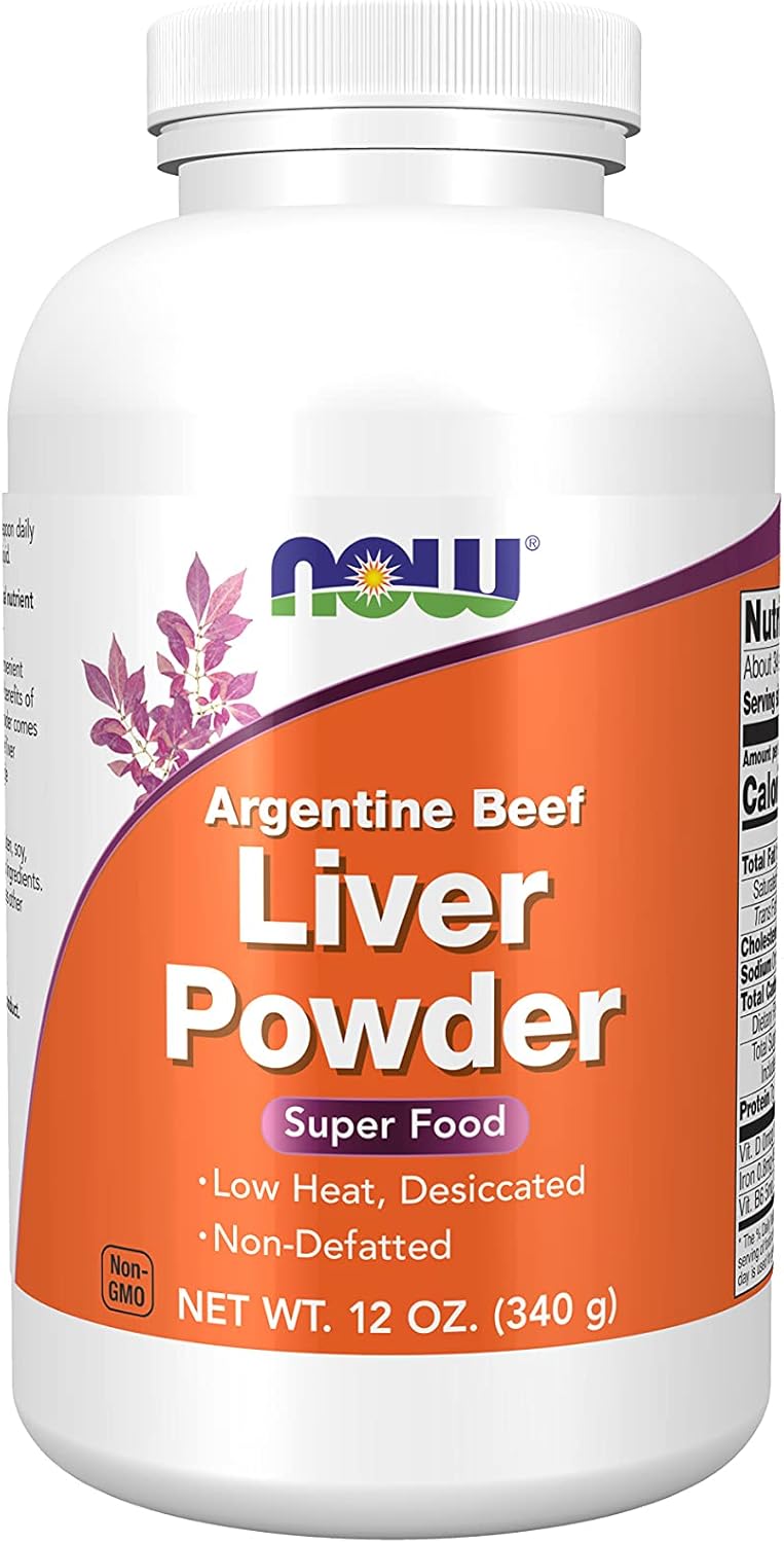 NOW Supplements, Liver Powder derived from Fresh, Hormone-Free Argentine Beef Liver, 12-