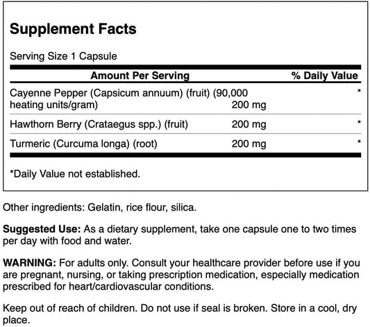 Swanson Full Spectrum Turmeric Hawthorn & Cayenne 60 Capsules