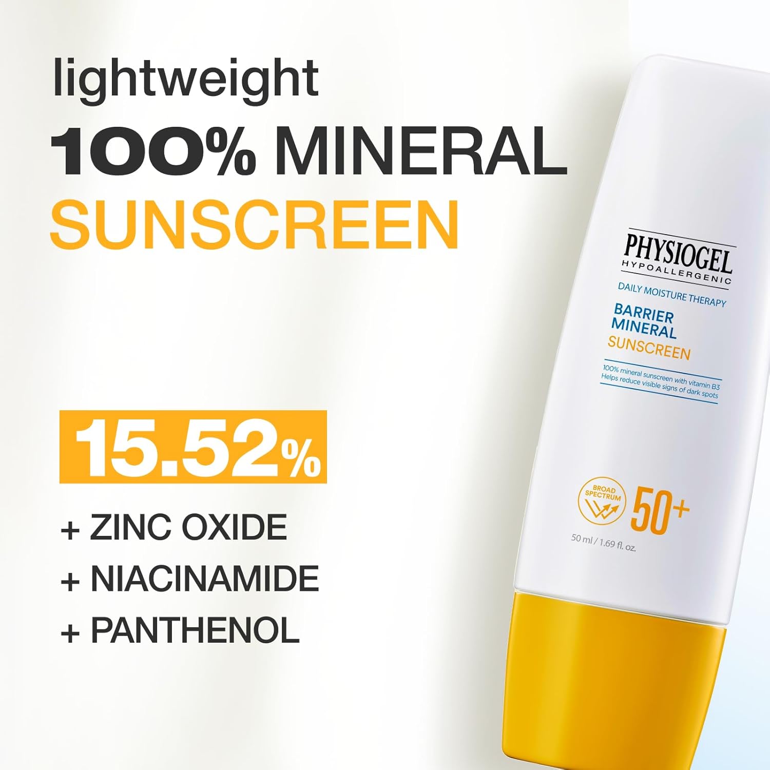 Physiogel Lightweight Moisture Korean Sunscreen, Broad Spectrum Spf 50+, Water Resistant & Safe For Sensitve Skin, Reef Friendly, Paraben-Free, Dermatologically Tested, Korean Skin Care. : Beauty & Personal Care