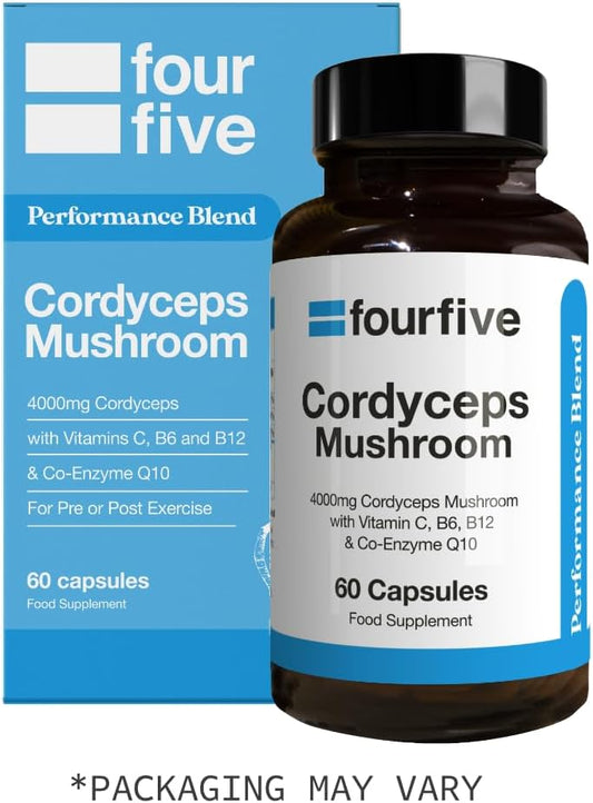 Fourfive Cordyceps Mushroom Supplement (4000Mg) Performance Blend With Coq10 And Vitamins C, B6 And B12, Support Physical Performance, Energy & Recovery - 60 Capsules
