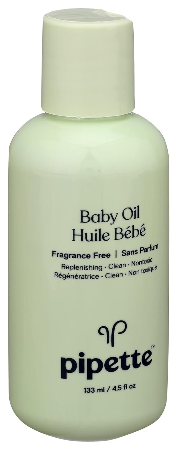 Pipette Baby Oil, Moisturize Baby Skin with Vitamin E and Fragrance Free with Renewable Plant-Derived Squalane, 4.5 Fl Oz : Baby