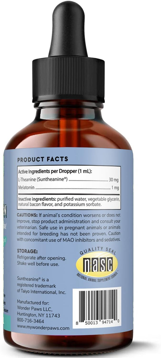 Melatonin For Dogs – Pet Melatonin With L-Theanine (Suntheanine®) –Occasional Anxiety Relief For Dogs, Stress, Calming, Relaxation & Sleep Support – Liquid Dog Melatonin 2Oz (60Ml)